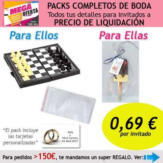 Pack completo &ldquo;Super-Ahorro&rdquo; de regalos para invitados (hombres y mujeres), con bolsas y tarjetas