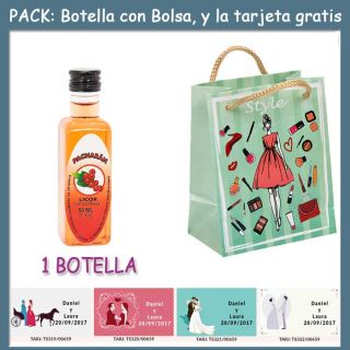 Botellita de Pachar&aacute;n con bolsa &ldquo;fashion con mujer&rdquo; y tarjeta