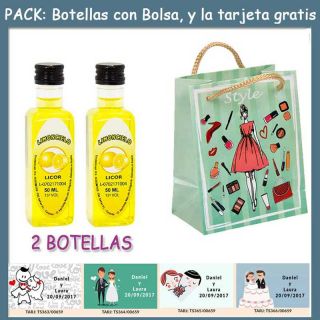 2 Botellitas de Limoncielo con bolsa &ldquo;fashion con mujer&rdquo; y tarjeta