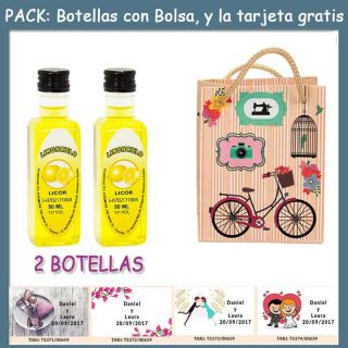 2 Botellitas de Limoncielo con bolsa &ldquo;fashion con bici&rdquo; y tarjeta