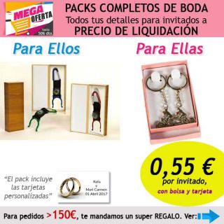 Pack completo &ldquo;Super-Ahorro&rdquo; de regalos para invitados (hombres y mujeres), con bolsas y tarjetas