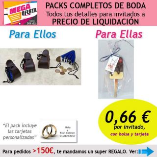 Pack completo &ldquo;Super-Ahorro&rdquo; de regalos para invitados (hombres y mujeres), con bolsas y tarjetas