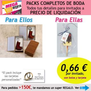 Pack completo &ldquo;Super-Ahorro&rdquo; de regalos para invitados (hombres y mujeres), con bolsas y tarjetas