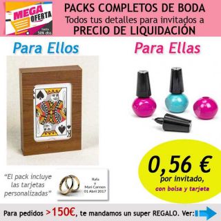 Pack completo &ldquo;Super-Ahorro&rdquo; de regalos para invitados (hombres y mujeres), con bolsas y tarjetas