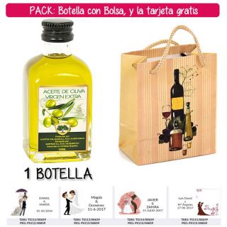 Botellita de Aceite de Oliva Virgen Extra con bolsa &ldquo;bodeg&oacute;n&rdquo; y tarjeta