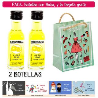2 Botellitas de Limoncielo con bolsa &ldquo;fashion con mujer&rdquo; y tarjeta