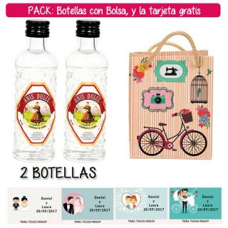 2 Botellitas 40ml de An&iacute;s Dulce con bolsa &ldquo;fashion con bici&rdquo; y tarjeta