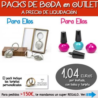 Pack &ldquo;Super-Ahorro&rdquo; de regalos Bodas en Outlet, con bolsas y tarjetas
