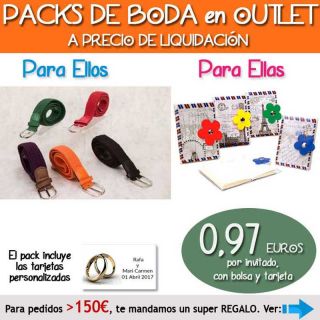 Pack &ldquo;Super-Ahorro&rdquo; de regalos Bodas en Outlet, con bolsas y tarjetas