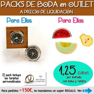 Pack &ldquo;Super-Ahorro&rdquo; de regalos Bodas en Outlet, con bolsas y tarjetas