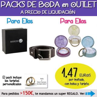 Pack &ldquo;Super-Ahorro&rdquo; de regalos Bodas en Outlet, con bolsas y tarjetas
