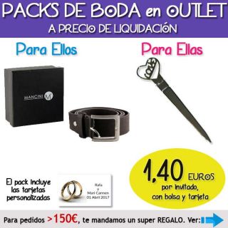 Pack &ldquo;Super-Ahorro&rdquo; de regalos Bodas en Outlet, con bolsas y tarjetas