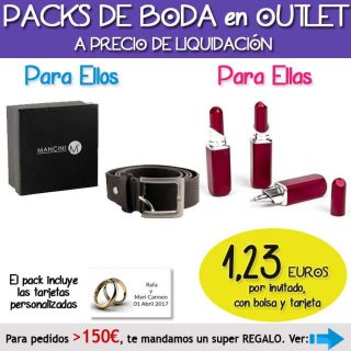Pack &ldquo;Super-Ahorro&rdquo; de regalos Bodas en Outlet, con bolsas y tarjetas