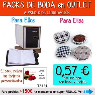 Pack &ldquo;Super-Ahorro&rdquo; de regalos Bodas en Outlet, con bolsas y tarjetas