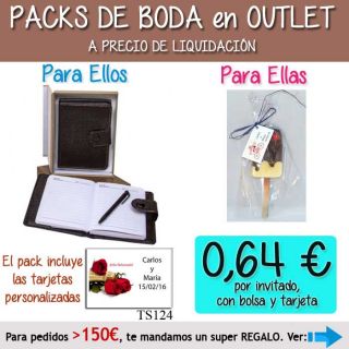 Pack &ldquo;Super-Ahorro&rdquo; de regalos Bodas en Outlet, con bolsas y tarjetas