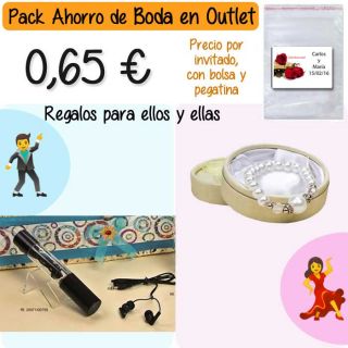 Pack &ldquo;Super-Ahorro&rdquo; de regalos Bodas en Outlet, con bolsas y tarjetas