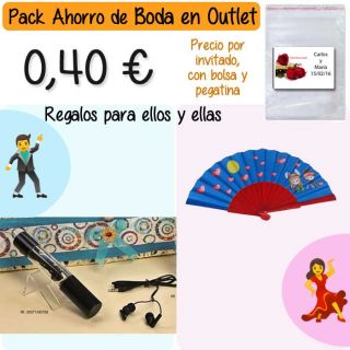 Pack &ldquo;Super-Ahorro&rdquo; de regalos Bodas en Outlet, con bolsas y tarjetas
