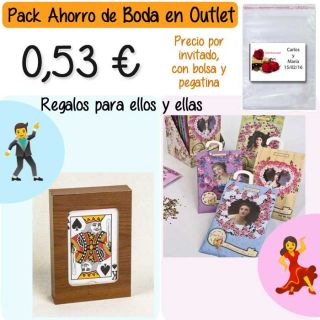 Pack &ldquo;Super-Ahorro&rdquo; de regalos Bodas en Outlet, con bolsas y tarjetas