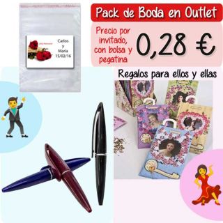 Pack &ldquo;Super-Ahorro&rdquo; de regalos Bodas en Outlet, con bolsas y tarjetas