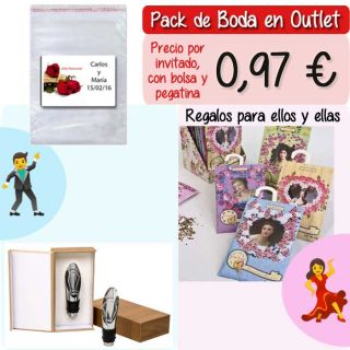 Pack &ldquo;Super-Ahorro&rdquo; de regalos Bodas en Outlet, con bolsas y tarjetas