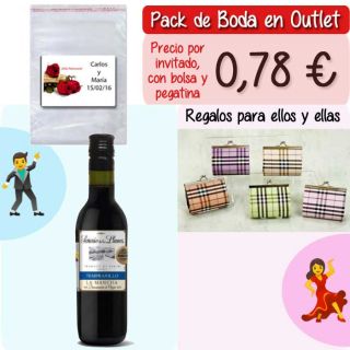 Pack &ldquo;Super-Ahorro&rdquo; de regalos Bodas en Outlet, con bolsas y tarjetas