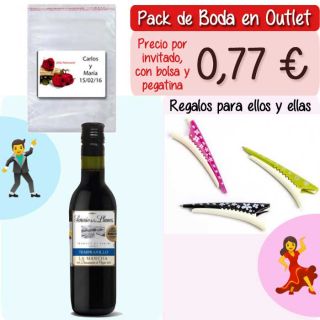 Pack &ldquo;Super-Ahorro&rdquo; de regalos Bodas en Outlet, con bolsas y tarjetas