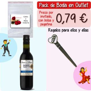 Pack &ldquo;Super-Ahorro&rdquo; de regalos Bodas en Outlet, con bolsas y tarjetas