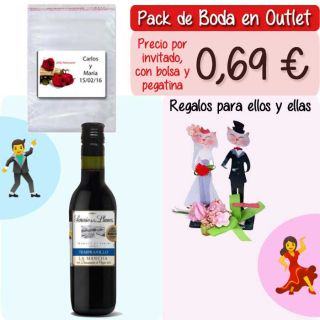 Pack &ldquo;Super-Ahorro&rdquo; de regalos Bodas en Outlet, con bolsas y tarjetas
