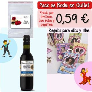 Pack &ldquo;Super-Ahorro&rdquo; de regalos Bodas en Outlet, con bolsas y tarjetas