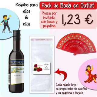 Pack &ldquo;Super-Ahorro&rdquo; de regalos Bodas en Outlet, con bolsas y tarjetas
