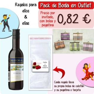 Pack &ldquo;Super-Ahorro&rdquo; de regalos Bodas en Outlet, con bolsas y tarjetas