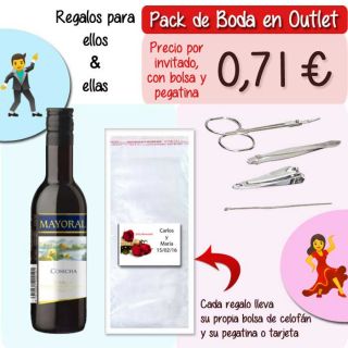 Pack &ldquo;Super-Ahorro&rdquo; de regalos Bodas en Outlet, con bolsas y tarjetas