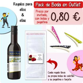 Pack &ldquo;Super-Ahorro&rdquo; de regalos Bodas en Outlet, con bolsas y tarjetas
