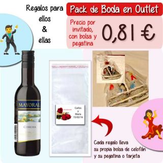 Pack &ldquo;Super-Ahorro&rdquo; de regalos Bodas en Outlet, con bolsas y tarjetas
