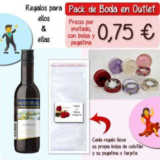 Pack &ldquo;Super-Ahorro&rdquo; de regalos Bodas en Outlet, con bolsas y tarjetas