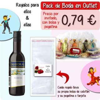 Pack &ldquo;Super-Ahorro&rdquo; de regalos Bodas en Outlet, con bolsas y tarjetas
