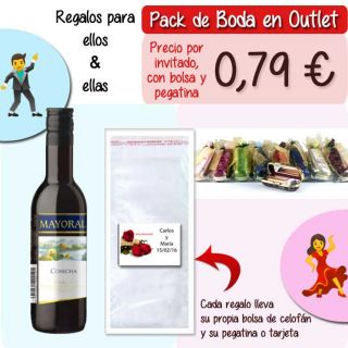 Pack &ldquo;Super-Ahorro&rdquo; de regalos Bodas en Outlet, con bolsas y tarjetas