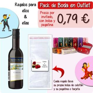 Pack &ldquo;Super-Ahorro&rdquo; de regalos Bodas en Outlet, con bolsas y tarjetas