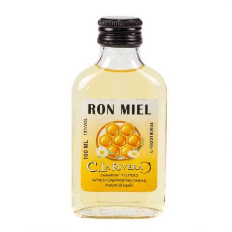 Licor de Ron Miel 100 ML, Petaca Cristal