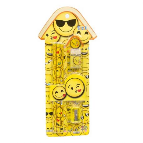 Set de material escolar con emoticonos