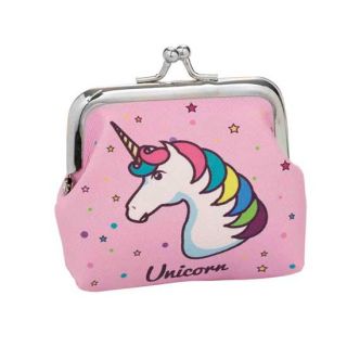 Monedero rosa con unicornio de colores