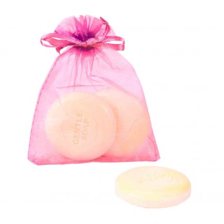 2 pastillas de jabón en bolsa de organza, color rosa
