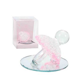 Chupete de cristal decorativo con detalles rosas