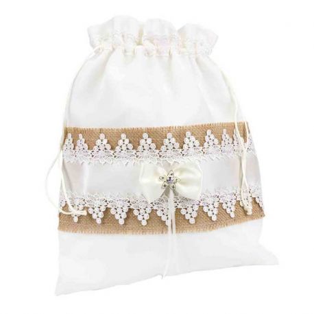 Elegante limosnera blanca para novia