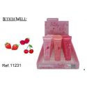 Brillo de labios transparente fresa, cereza y mora
