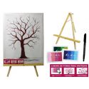 Lienzo árbol de las huellas con caballete, pinturas y bolígrafo para firmas