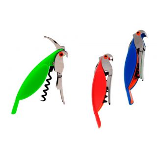Destapador abrebotellas loro en 3 colores surtidos
