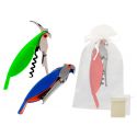 Destapador abrebotellas loro y bolsa de tul