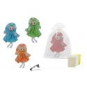 Broche de muñeca sombrero de paja y bolsa de tul