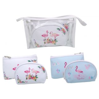 Neceser con flamencos con 3 piezas, 2 diseños surtidos